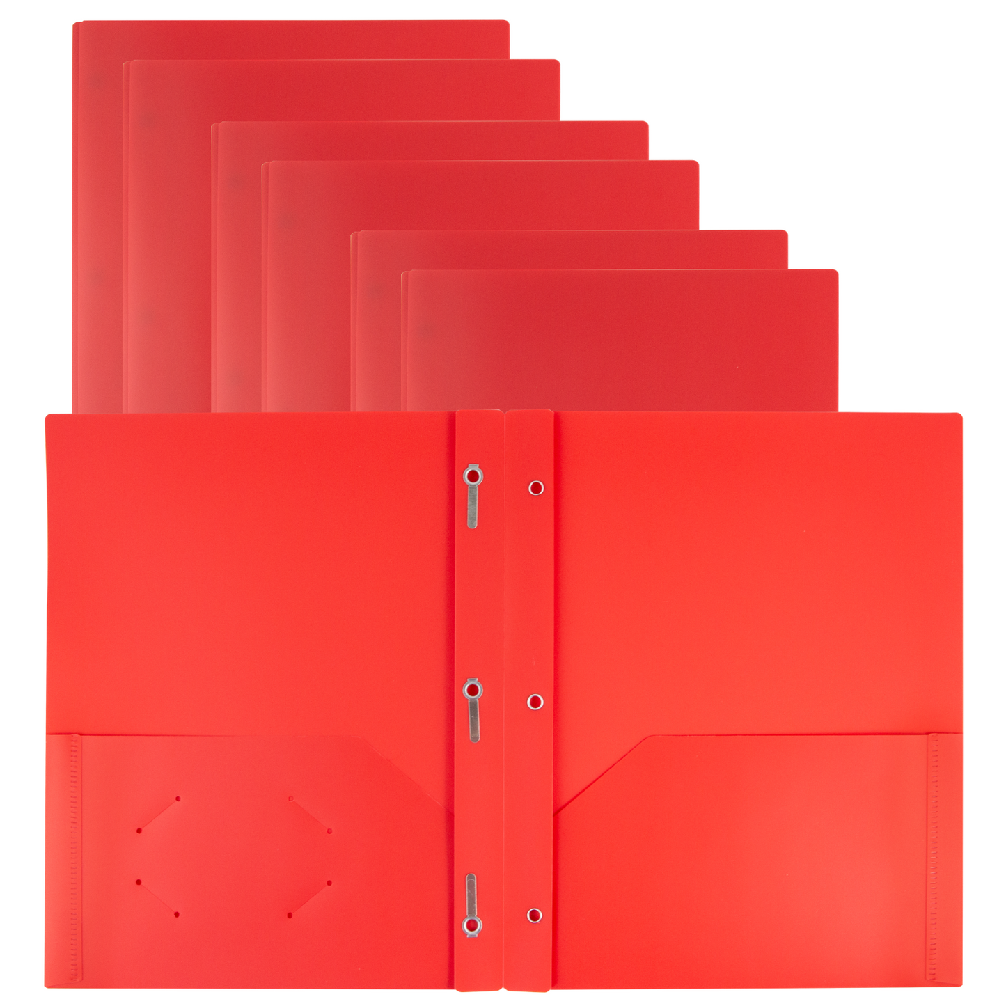 Red 3-Prong Plastic Folders with Pockets, 3 Prong Folders with Labels, 2-Pocket School Folders with Prongs