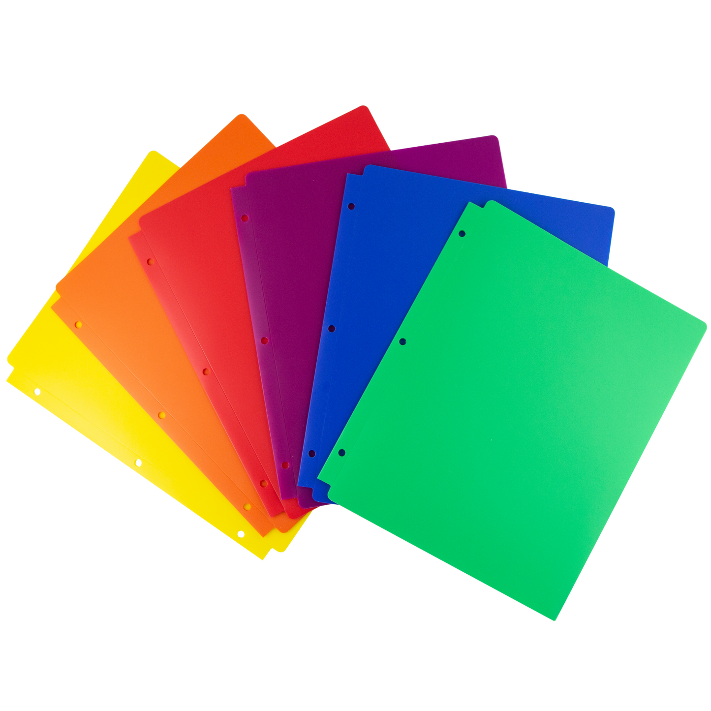 RYWESNIY Heavy Duty Plastic Folders with Clear Front Pocket,2 Pocket  Folders with 3 Hole Punch,Assorted Colors,8 Pack